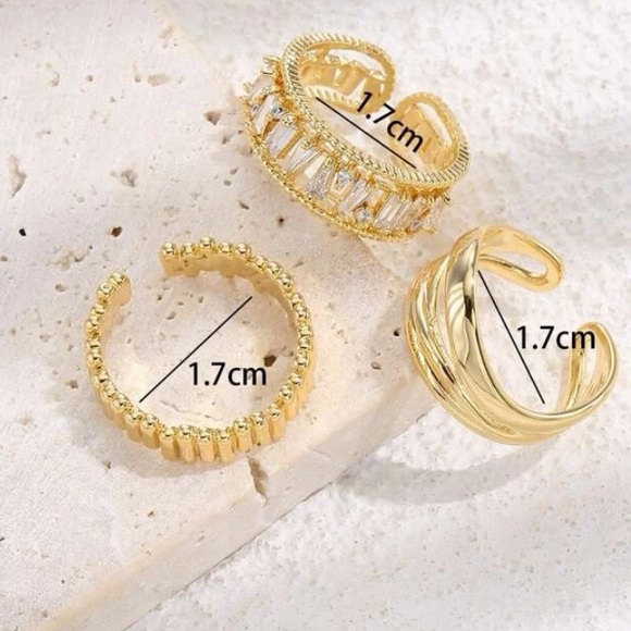 3 PCs gold plated rings - Picture 2 of 3
